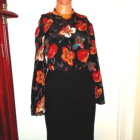 CHRISTIAN A. 12/14 VINTAGE WOOL SILK TWEED BOUCLE 3PC METALLIC SKIRT SUIT SET - Picture 11 of 15